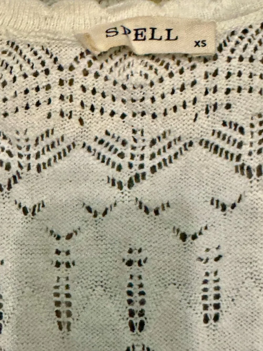 Spell Siesta Cami Organic Cotton Knit Tank XS Boho Lace in White Sands - Picture 12 of 15